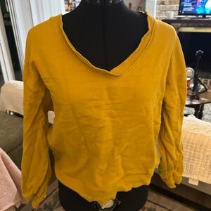 Time and Tru Women's V-Neck Sweater - Mustard Yellow